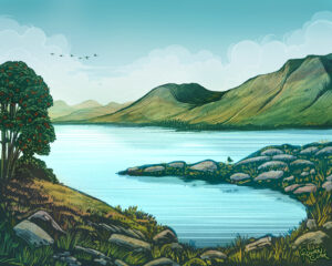 An illustration of Loch Torridon in the Scottish Highlands.